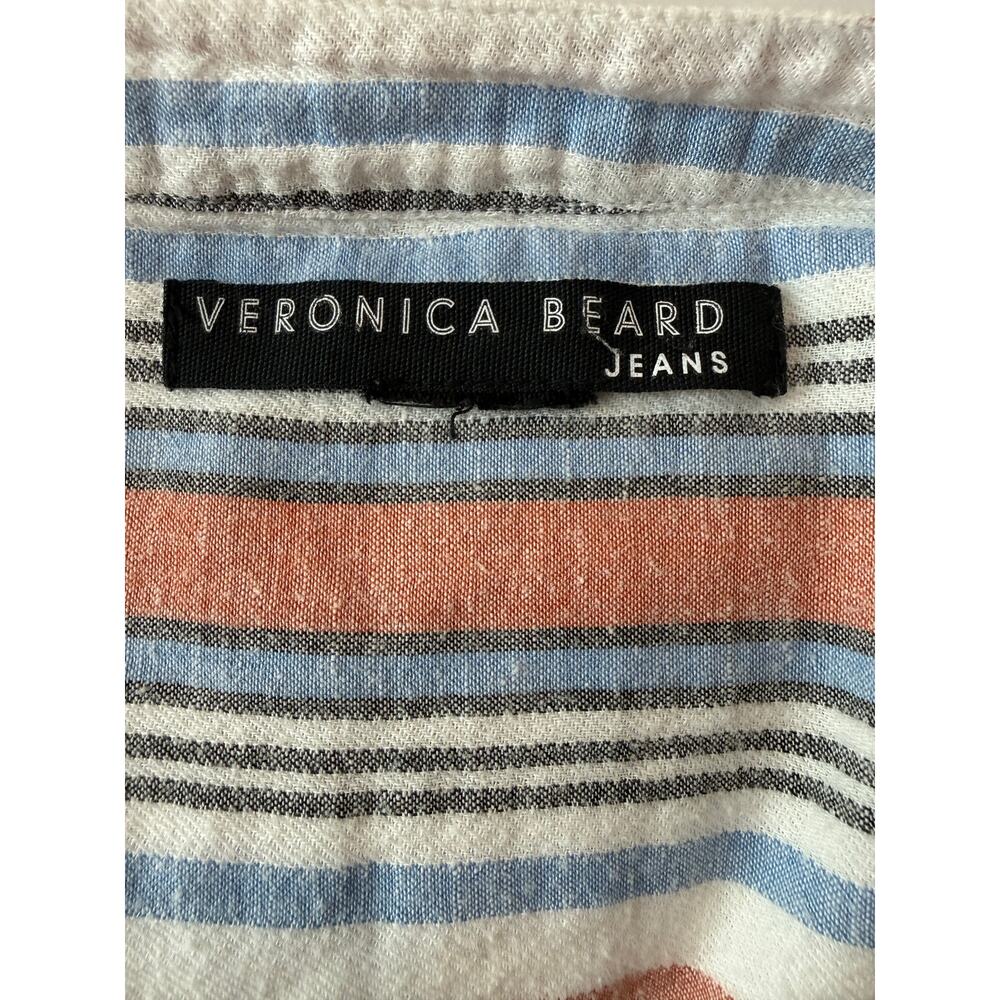 Veronica Beard Jeans Striped Cotton Blouse Blue Salmon XS - Picture 4 of 7